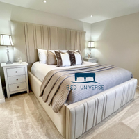 Alfonso Linear Lines Wide Panel Headboard Bed Frame