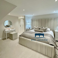 Alfonso Linear Lines Wide Panel Headboard Bed Frame