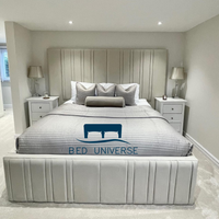 Alfonso Linear Lines Wide Panel Headboard Bed Frame