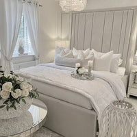 Bellagio Panel Strip Line Fabric Bed | Bed Universe