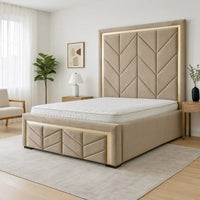 Tower Strip Luxury Bed With Optional Ottoman Gas Lift Storage