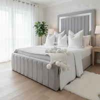 London Panel Mirror Footboard Bed With Optional Ottoman Gas Lift Storage