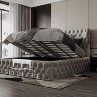 Mirage Chesterfield Round Winged Ambassador Bed Frame, Round thick winged bed, chesterfield bed, upholstered bed, new bed.