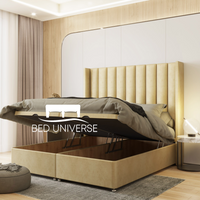 Paulo Winged Linear Stripe Panel Divan Ottoman Storage Bed