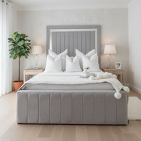 London Panel Mirror Footboard Bed With Optional Ottoman Gas Lift Storage