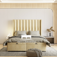 Paulo Winged Linear Stripe Panel Divan Ottoman Storage Bed