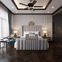 Millhouse Winged Bed Frame, Winged Bed, Stripe Bed, Plush Bed, Wingback Bed, Upholstered Bed