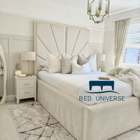 Sunburst Deluxe Tall Headboard Gold Strip Border Bed Frame