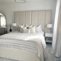 Zara Wide Extended Panel Headboard Fabric Bed | Bed Universe