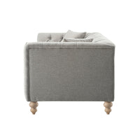 Ashby Chesterfield Large 3-Seater Sofa, Mist Grey Chenille