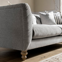 Ashby Chesterfield Large 3-Seater Sofa, Mist Grey Chenille