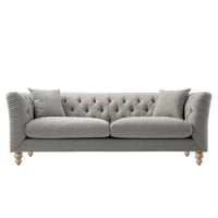 Ashby Chesterfield Large 3-Seater Sofa, Mist Grey Chenille
