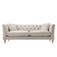 Ashby Chesterfield Large 3-Seater Sofa, Oatmeal Chenille