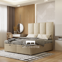 4 Panel Linear Stripe Panel Divan Ottoman Storage Bed