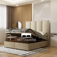 4 Panel Linear Stripe Panel Divan Ottoman Storage Bed