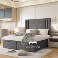 Ferro Panel Linear Stripe Panel Divan Ottoman Storage Bed