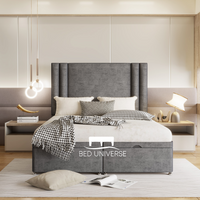 Ferro Panel Linear Stripe Panel Divan Ottoman Storage Bed