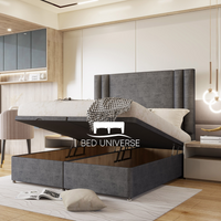 Ferro Panel Linear Stripe Panel Divan Ottoman Storage Bed