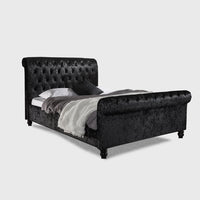 Fabio Black Chesterfield Sleigh Scroll Bed Frame