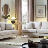 Brigette 3-Seater Beige Velvet Sofa with Antique Brass Castor Legs