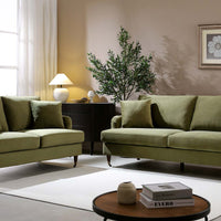 Brigette 3-Seater Olive Green Velvet Sofa with Antique Brass Castor Legs