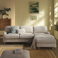 Daphnis Oatmeal Fabric Sofa, Grande Chaise Sofa Right Hand Facing