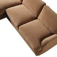 Daphnis Camel Velvet Sofa, Grande Chaise Sofa Left Hand Facing