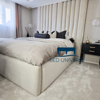 Alfie Gold Strip Wide Extended Panel Headboard Fabric Bed