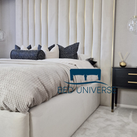 Alfie Gold Strip Wide Extended Panel Headboard Fabric Bed