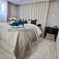 Alfie Gold Strip Wide Extended Panel Headboard Fabric Bed