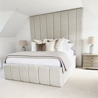 Miranda Wide Extended Panel Headboard Fabric Bed | Bed Universe