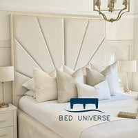 Sunburst Deluxe Tall Headboard Gold Strip Border Bed Frame