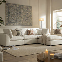 Lutyens Beige Linen Blend Modular Sofa 3-Piece Chaise