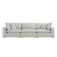 Lutyens Light Grey Linen Blend Modular Sofa, 3-Piece