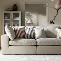 Lutyens Oatmeal Weave Fabric Modular Sofa, 3-Piece