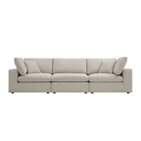Lutyens Oatmeal Weave Fabric Modular Sofa, 3-Piece