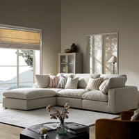 Lutyens Oatmeal Weave Fabric Modular Sofa 3-Piece Chaise