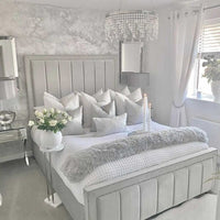 Wynn Stripe Line Upholstered Bed Frame | Bed Universe