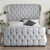 Sevina Winged Designer End Bed in Silver Naple - Bed Universe