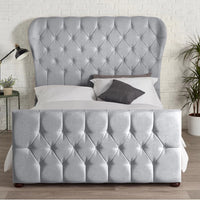 Sevina Winged Designer End Bed in Silver Naple - Bed Universe