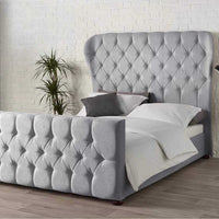 Sevina Winged Designer End Bed in Silver Naple - Bed Universe