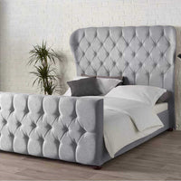 Sevina Winged Designer End Bed in Silver Naple - Bed Universe