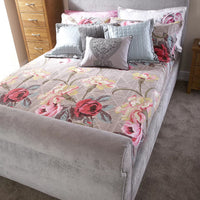Doriya Plain Swan Sleigh Chesterfield Bed Frame