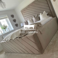 Gracey Lines Stripe Panel Upholstered Fabric Bed Frame