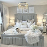 Wynn Stripe Line Upholstered Bed Frame | Bed Universe