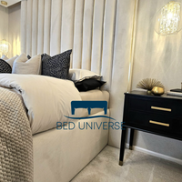 Alfie Gold Strip Wide Extended Panel Headboard Fabric Bed