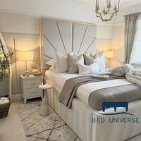 Sunburst Deluxe Tall Headboard Gold Strip Border Bed Frame