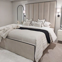 Adriana Tall Headboard Piped Bed Frame