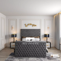 Onelife Natural Velvet Upholstered TV Optional Ottoman Bed Frame