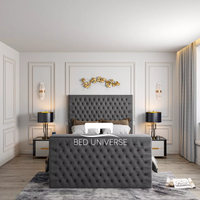 Onelife Natural Velvet Upholstered TV Optional Ottoman Bed Frame